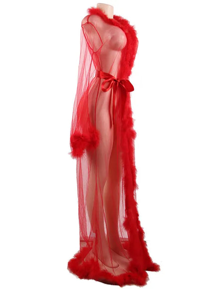 Plus size romantic pajamas with plush rolled edges Luxury  sexy nightgown night wear Sleepwear for Ladies