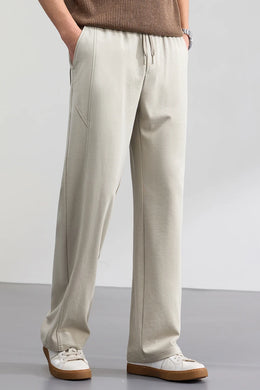 Lyocell Cotton Men's Casual Pants Breathable Straight Leg Loose Fit Elastic Waist Ice Silk Quick Dry Trousers Spring Summer 2026