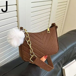 Mini Women Shoulder Bags Fashion Felt Women's Bag Design Advanced Underarm Handbags Mini Saddle Bag