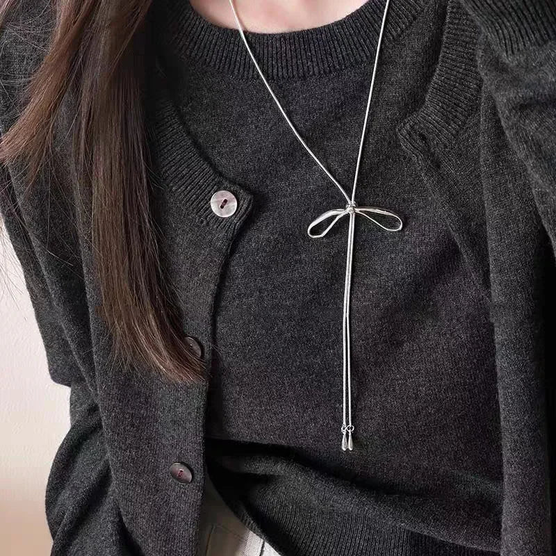 Geometric Irregular Metal Vortex Cross Pendant Long Rope Chain Beaded Necklace For Men Women Sweater Chain Jewelry Accessories