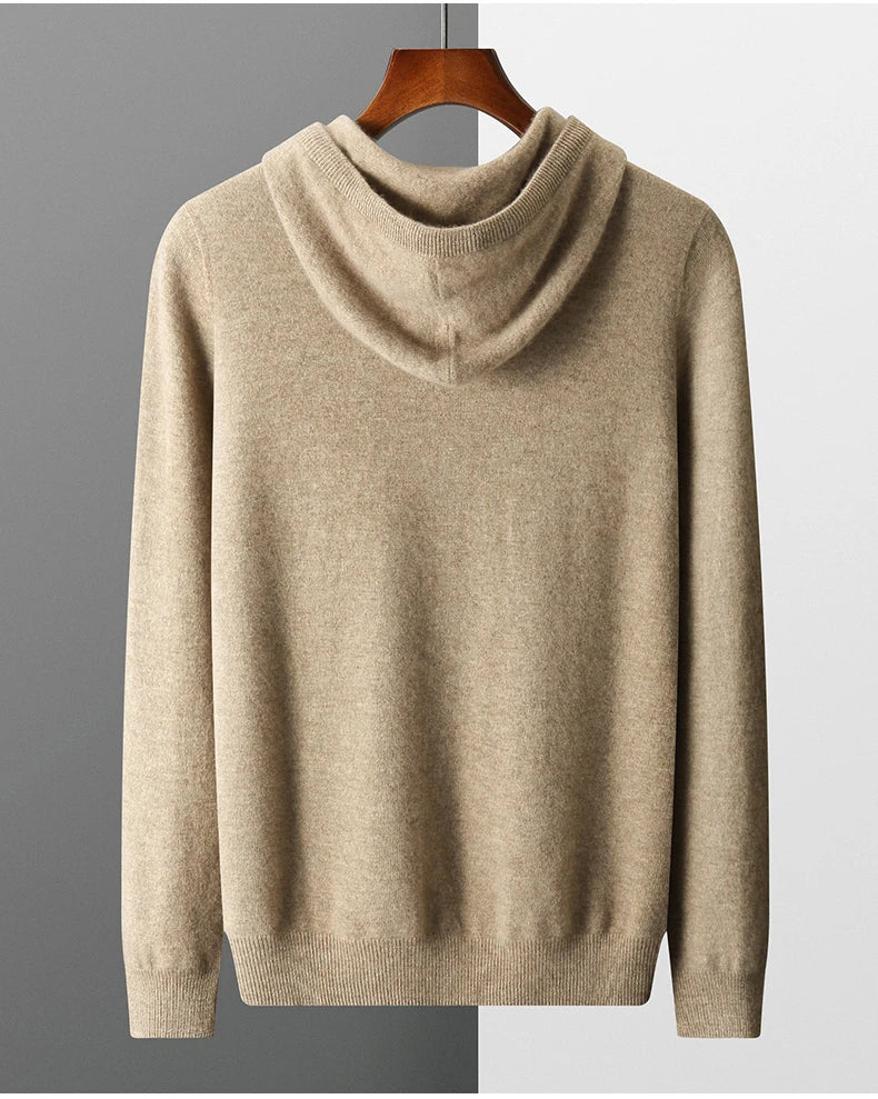 MVLYFLRT Men's One-Piece Ready-to-Wear Hoodie 100% Merino Wool Knitted Sweater Shirt Autumn Winter Casual Large Top Long Sleeved