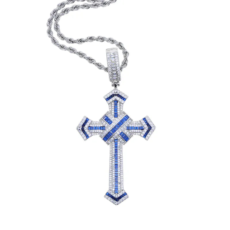 2025 New Cross Pendant for Men Women Full Iced Out Cubic Zircon Hip Hop Necklace Link Chain Fashion Rock Jewelry