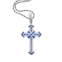 2025 New Cross Pendant for Men Women Full Iced Out Cubic Zircon Hip Hop Necklace Link Chain Fashion Rock Jewelry