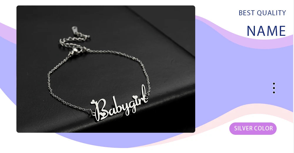 Letter Text Custom Name Bracelet For Women Men Personalized Gold Color Anklet Family Gift Stainless Steel Chain Pendant Jewelry