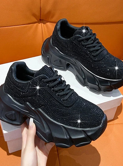 Shoes for Women 2024 New Shiny Rhinestone Women's Sneakers Shoes Autumn Korean Fashion Thick Sole Sports Shoes Zapatos De Mujer