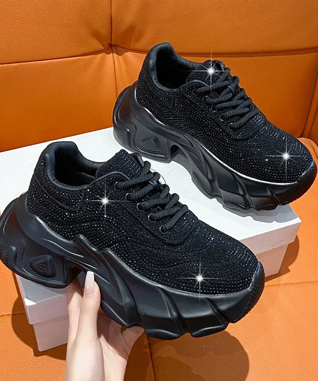 Shoes for Women 2024 New Shiny Rhinestone Women's Sneakers Shoes Autumn Korean Fashion Thick Sole Sports Shoes Zapatos De Mujer