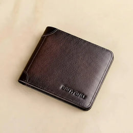 Genuine Leather Wallet for Men RFID Blocking Thin Multifunctional Credit Card Holder Short Money Bag Purse Mens Bifold Wallet