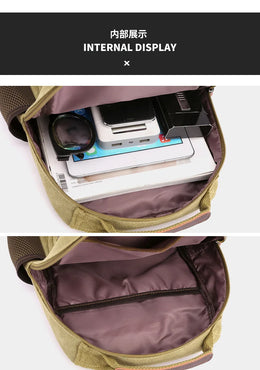 Small Mens Backpack Canvas Casual Backpacks for Men 2025 Mini Male School Bag Rucksack Man Multi-function Crossbody Bag Travel