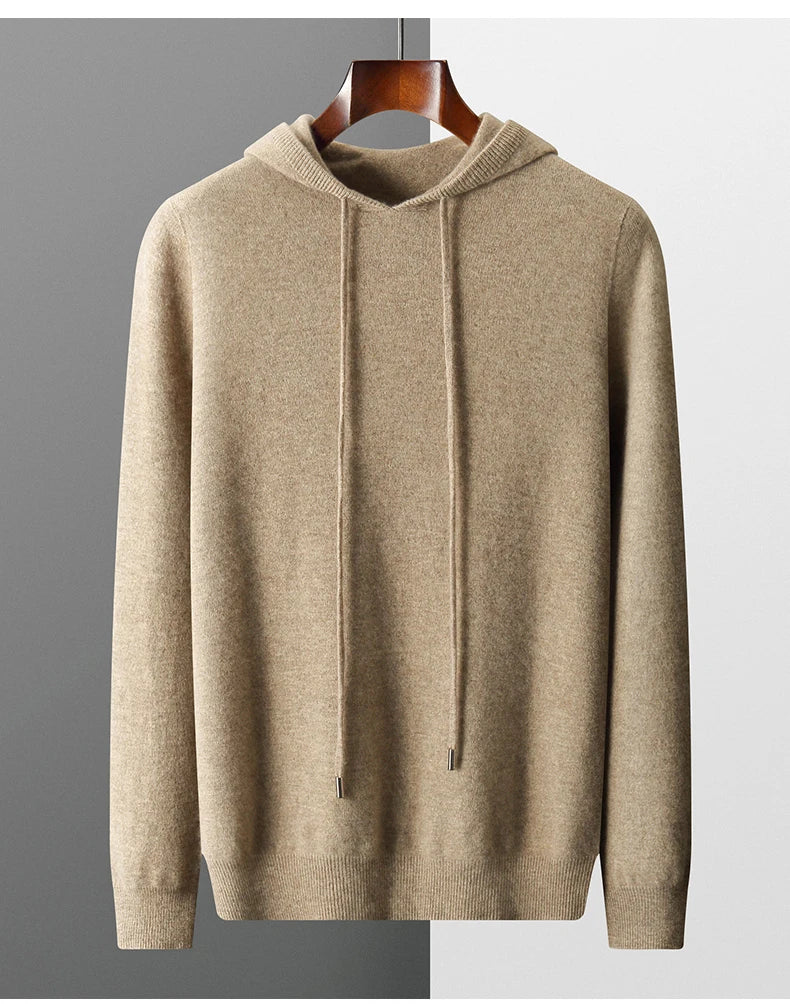 MVLYFLRT Men's One-Piece Ready-to-Wear Hoodie 100% Merino Wool Knitted Sweater Shirt Autumn Winter Casual Large Top Long Sleeved
