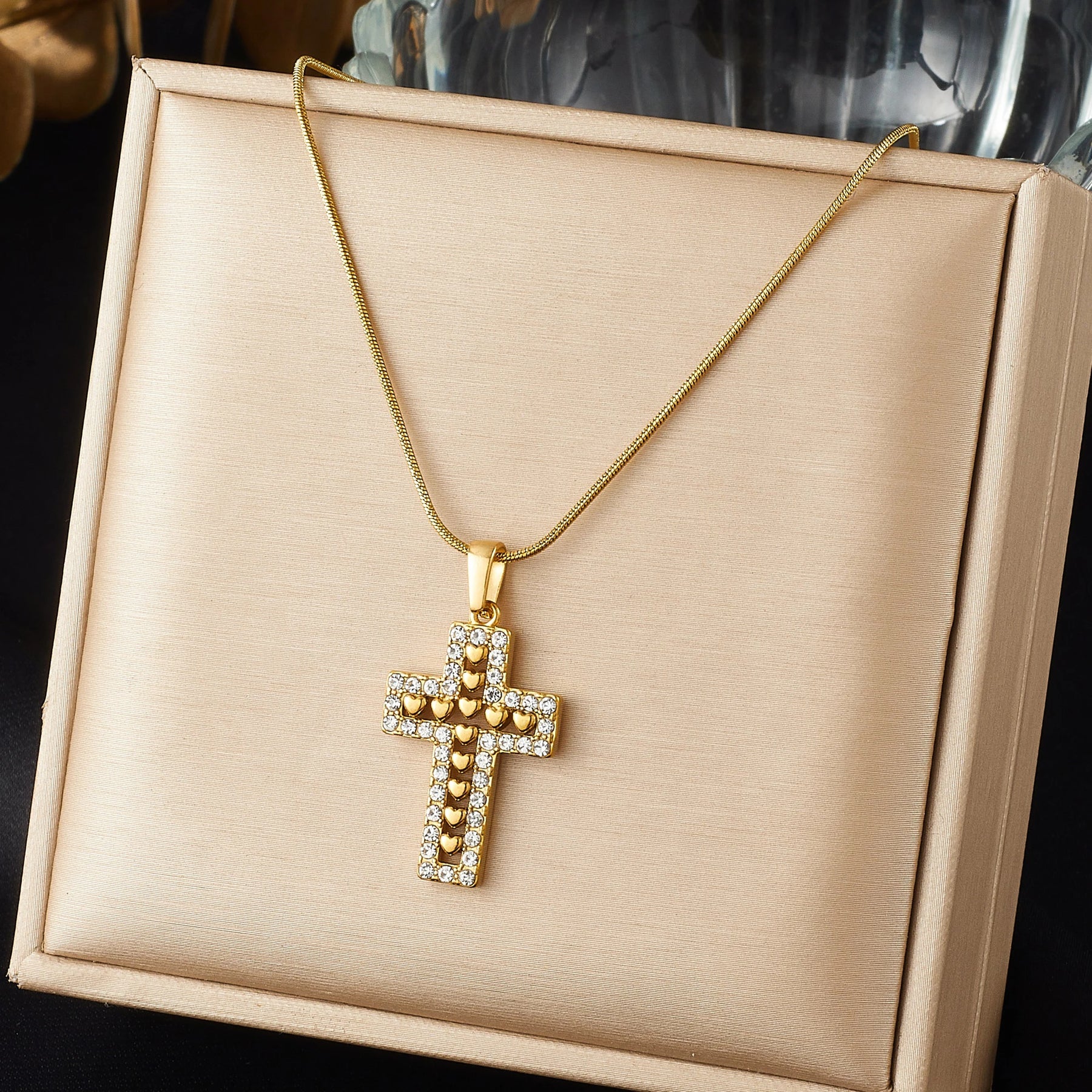 DIEYURO Multicolor Pastel Enamel Heart Cross Sun Floral Pendant Necklace Collection Lady Stainless Steel Waterproof Jewelry Gift