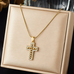DIEYURO Multicolor Pastel Enamel Heart Cross Sun Floral Pendant Necklace Collection Lady Stainless Steel Waterproof Jewelry Gift