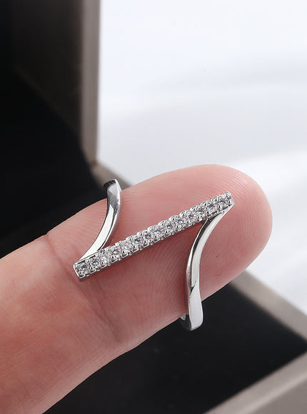 Simple 925 Silver Plated Ring for Women Fashion Geometric Line Jewelry Sterling Silver Jewelry Couple Ring Engagement Jewelry