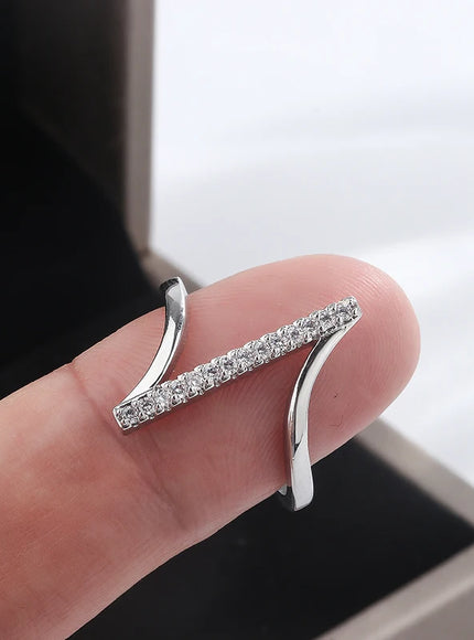 Simple 925 Silver Plated Ring for Women Fashion Geometric Line Jewelry Sterling Silver Jewelry Couple Ring Engagement Jewelry
