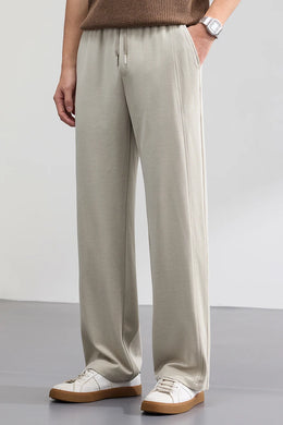 Lyocell Cotton Men's Casual Pants Breathable Straight Leg Loose Fit Elastic Waist Ice Silk Quick Dry Trousers Spring Summer 2026