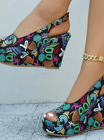 Print Decor Super High Heels Sandals for Women