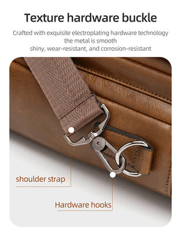 Mens Business Briefcase Large Capacity PU Leather Laptop Bag Fashion Crossbody Shoulder Tote Bag for Work Office