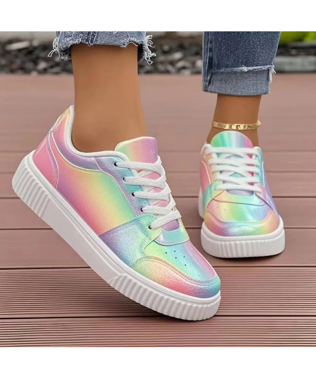 2025 New Casual Womens Shoes Rainbow Color Fashion Sneakers for Women Lightweight Comfortable Low-top Walking Shoes Size 36-42