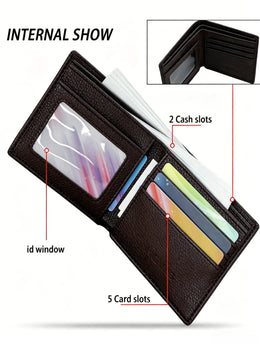 Men'S Wallet with 5 Card Slots & ID window, RFID Blocking Minimalist Slim Wallet for Men