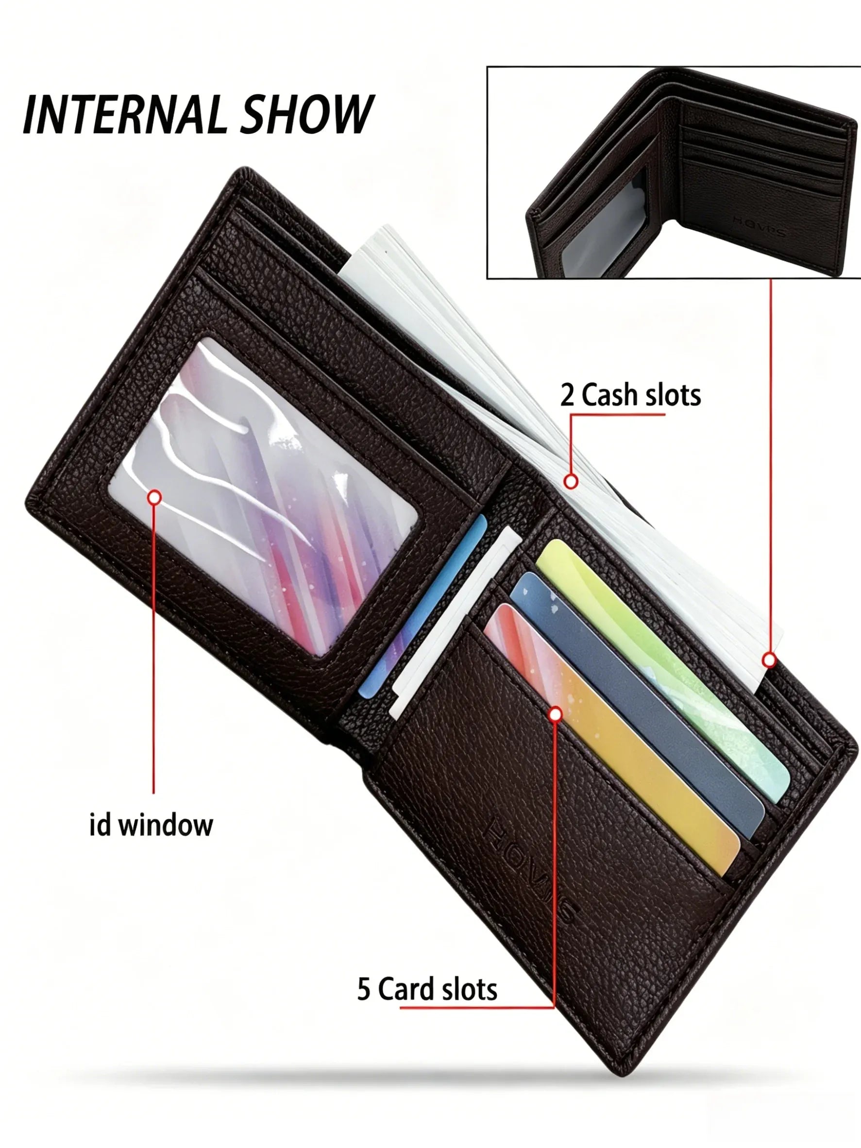 Men'S Wallet with 5 Card Slots & ID window, RFID Blocking Minimalist Slim Wallet for Men