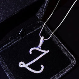 Flatfoosie New A-Z Cursive Initial Letter Name Pendant Necklace For Women Simple Rope Chain Letter Necklace Fashion Jewelry Gift
