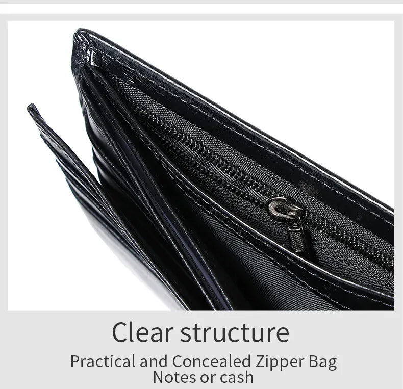 Leather Mens Wallet with Coin Pocket Genuine Leather Wallet for Men Short Style