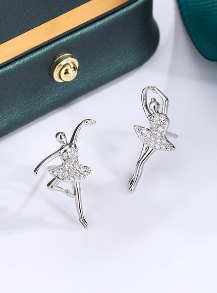 KissIcon Glitter Ballerina Earrings - Zircon Sparkle