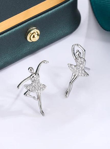 KissIcon Glitter Ballerina Earrings - Zircon Sparkle