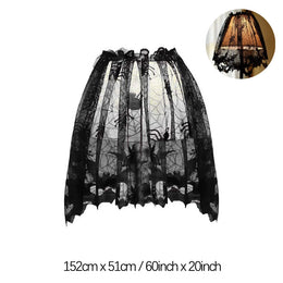 Halloween Table Runner Tablecloth Spider Web Halloween Black Fireplace Mantel Cover for Home Party Halloween Decoration
