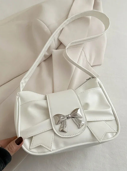 Trendy Bow Shoulder Bag Handbag Casual Underarm Bag Daily Commuting Bags PU Leather Lady Banquet Bag Business Women's Bags