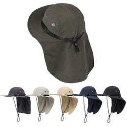 Unisex Sun Hiking Bucket Hat Wide Brim Safari Hats UV Sun Protection Cap with Neck Flap Fishing Adventuring Gardening Beach Caps