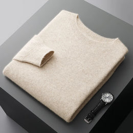 100% Merino Wool Sweater Man O-neck Basic Wool Pullover Autumn Winter Long Sleeve Soft Warm Jumper Smart Casual Knit Popular Top