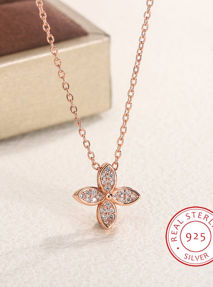 KissIcon Rose Gold Clover Necklace - Elegant Party Jewelry