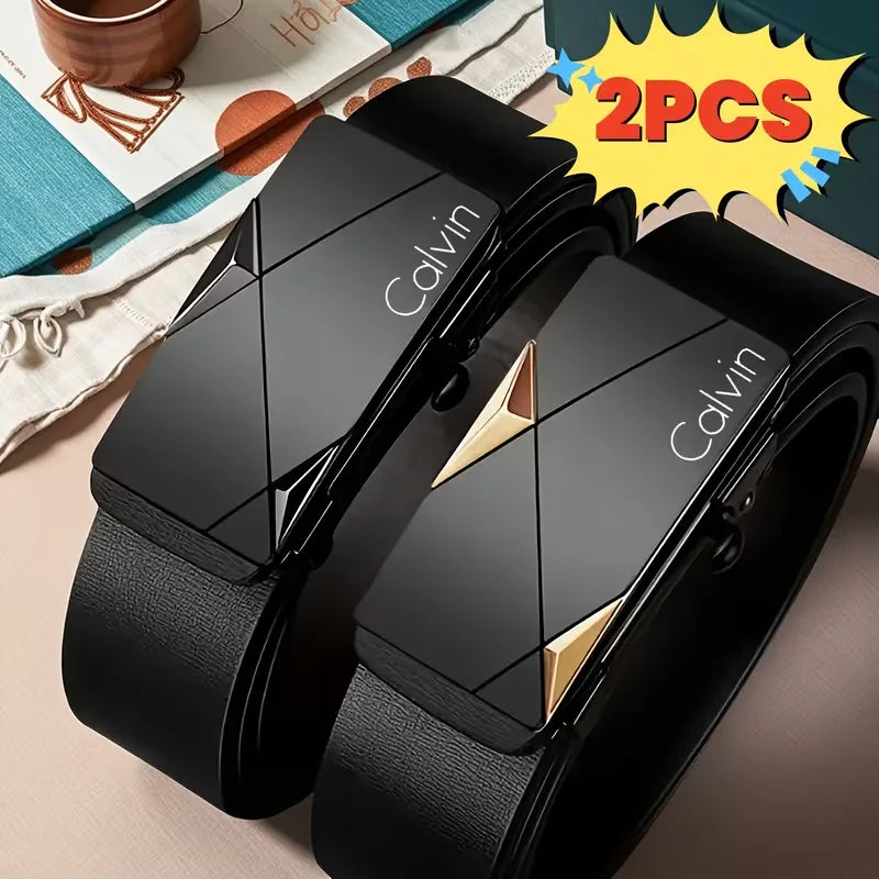 2PC Belts Famous Brand Belt Men Mens Belts Quality Luxury Leather Belt For Men Belt Male Strap Male Metal Automatic Buckle