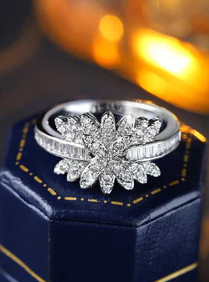 Hot Stylish Zircon Women's Ring Exquisite 925 Silver Plated Jewelry for Everyday Wear with Jewelry Anniversary Gift Bridal Ring