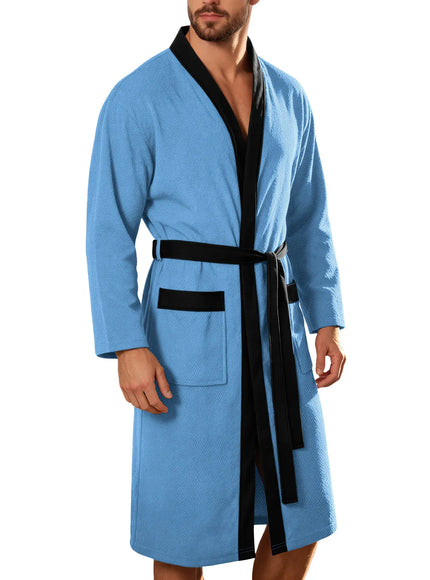 KissICON Blue / 2XL / China Mainland Mens Soft Long Loose Robe with Belt  Pockets
