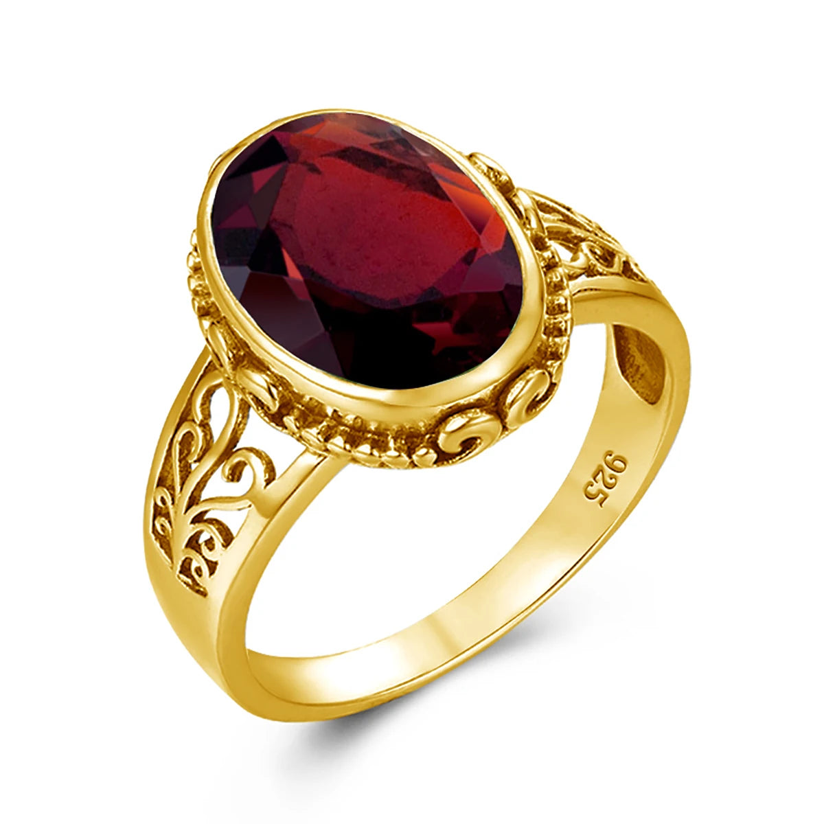 Yellow Gold Citrine Ring For Women 10*14mm Oval Cut Stone Art Deco Luck Birthstone Jewelry Trending Luxury Wedding Party Gift