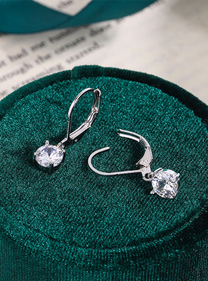 KissIcon Square White Zircon Earring - 925 Silver Plated