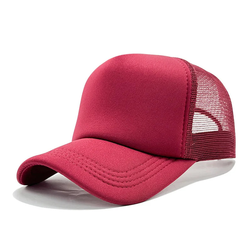 Customized Printed Logo Sponge Mesh Cap Solid Color Baseball Hat Sunshade And Sun Protection Travel Caps Truck Cap Duckbill Hats