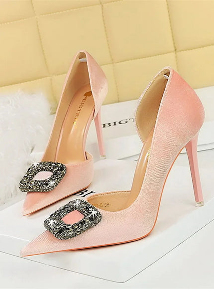 Women Super High Heels Velvet Pumps Shallow Mouth