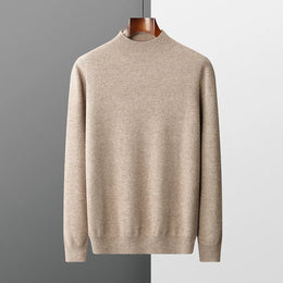 New Men's 100% Merino Wool Mock Neck Pullover Soft Warm Jumpers Quality Cashmere Sweater Casual Smart Knitwear Basic Tops Clothi