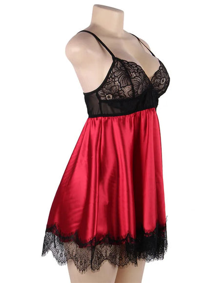 Plus Size Big Size  Colorful Woman Sexy Lingerie Babydoll Chemise with Eye Shiled Paste from M-5XL