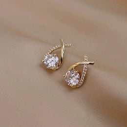 SKEDS Fashion Cross Stud Earrings For Women Korean Style Elegant Crystal Jewelry Ear Rings Fishtail Lady Earrings Gift