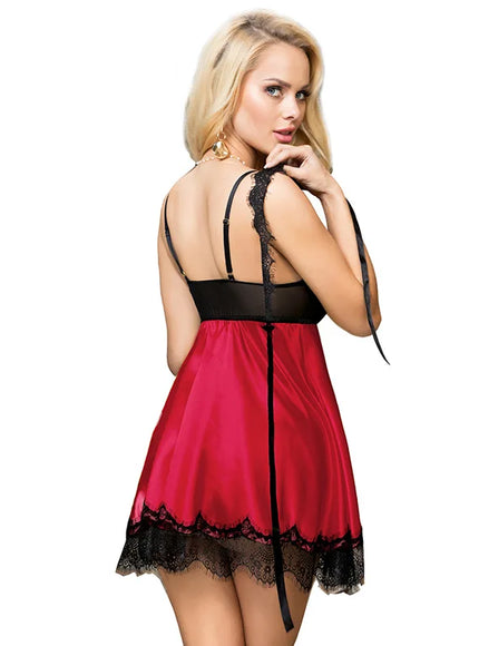 Plus Size Big Size  Colorful Woman Sexy Lingerie Babydoll Chemise with Eye Shiled Paste from M-5XL