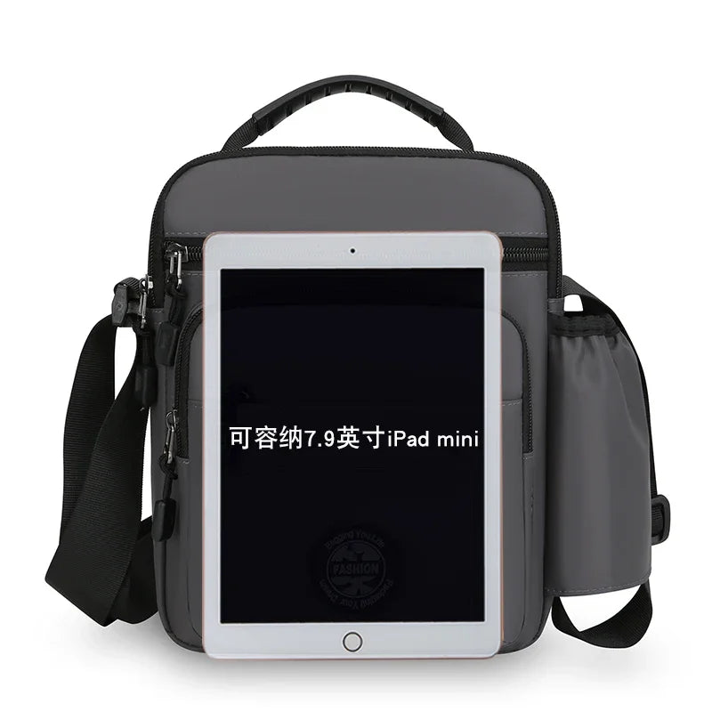 Mens Nylon Crossbody Bag Wear Resistant Multi Compartments Adjustable Strap For Hiking Cycling Work Errands Outdoor Daily Carry