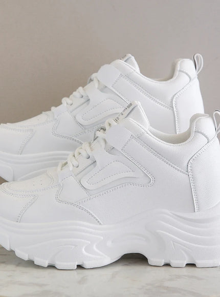 White Platform Women's Sneakers 2024 Spring Lace-Up Thick Bottom Vulcanize Shoes Woman Pu Leather Breathable Sports Shoes Ladies
