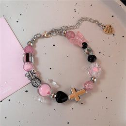Y2K Cute Butterfly Cross Flower 8 Ball Mushroom Beaded Bracelet For Girl Kawaii Halloween Anime Grunge Aesthetics Accessories