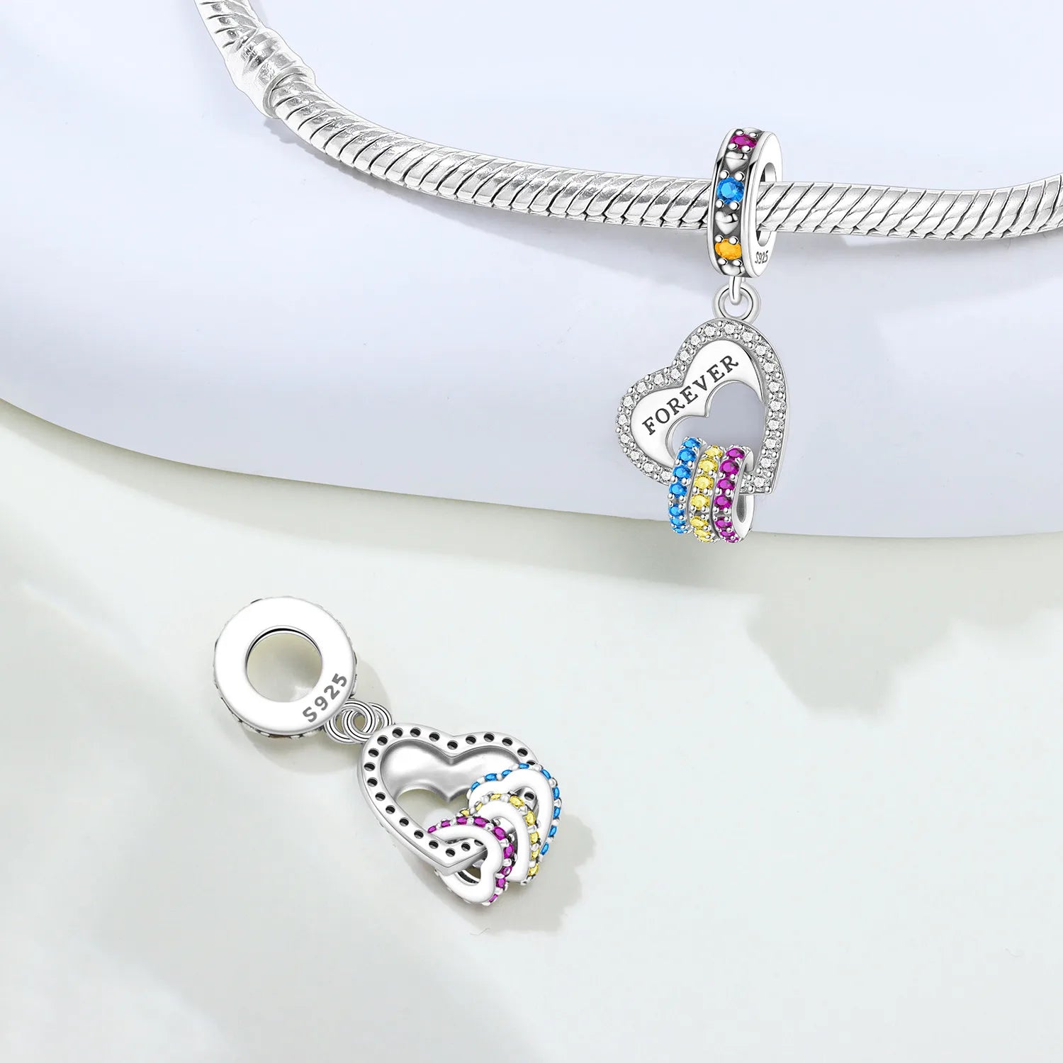 Original Charms Beads 925 Sterling Silver Zircon LOVE Winged Protect Heart Pendant For DIY Necklace Bracelet Fine Jewellery Gift