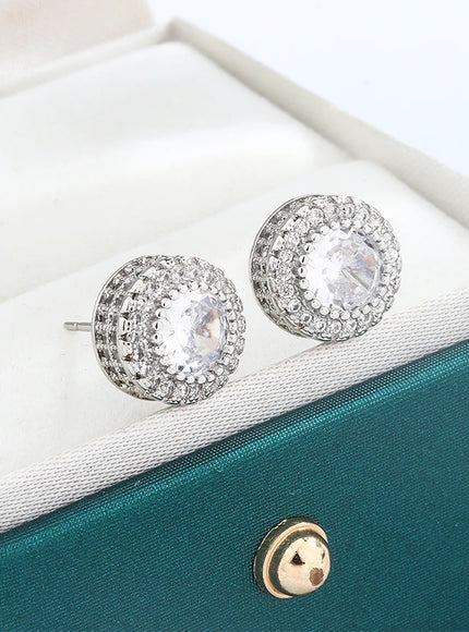 KissIcon Hip Hop Round Zircon Earrings -Micro Diamond Shine