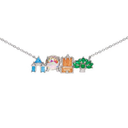 18K Gold Plated Colored Zircon Inlaid Amusement Park Pendant Necklace Cute Sweet Design Versatile Fashion Jewelry Girl 's Gift