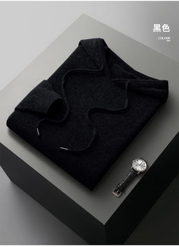 MVLYFLRT Men's One-Piece Ready-to-Wear Hoodie 100% Merino Wool Knitted Sweater Shirt Autumn Winter Casual Large Top Long Sleeved